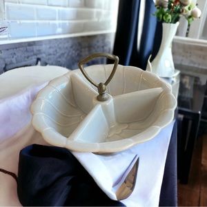 Vintage Divided condiment serving dish Vntg MCM Calif Pottery USA #370 gray EVC